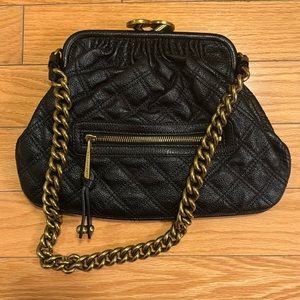 Marc Jacobs Little Stam crossbody.Black leather&gold hardware.Made in Italy.